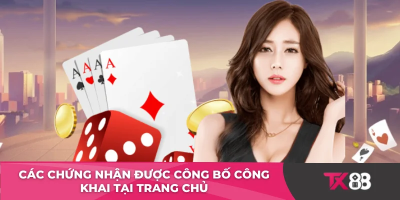 Các chứng nhận được công bố công khai tại trang chủ