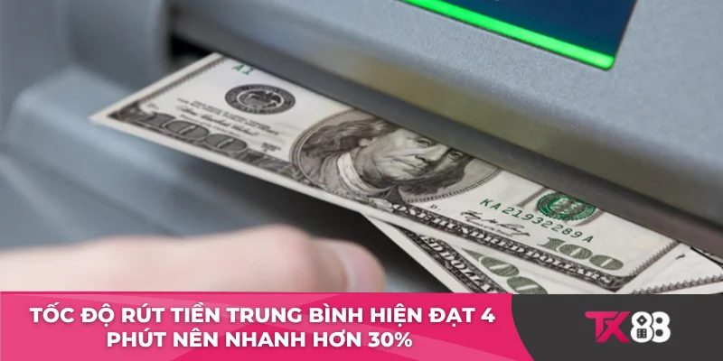 Tốc độ rút tiền trung bình hiện đạt 4 phút nên nhanh hơn 30% 